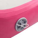 oppustelig gymnastikmåtte med pumpe 800x100x20 cm PVC lyserød