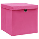 opbevaringskasser med låg 4 stk. 28x28x28 cm pink
