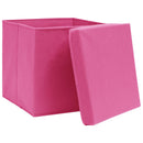 opbevaringskasser med låg 4 stk. 28x28x28 cm pink