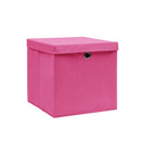 opbevaringskasser med låg 10 stk. 28x28x28 cm pink