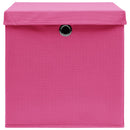 opbevaringskasser med låg 10 stk. 28x28x28 cm pink