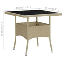 havebord polyrattan og glas beige