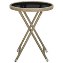 tebord 60 cm polyrattan og hærdet glas beige