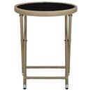 tebord 60 cm polyrattan og hærdet glas beige