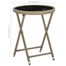 tebord 60 cm polyrattan og hærdet glas beige