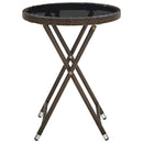 tebord 60 cm polyrattan og hærdet glas brun