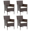 spisebordsstole til haven 4 stk. polyrattan brun