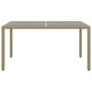 havebord 150x90x75 cm hærdet glas og polyrattan beige