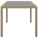 havebord 150x90x75 cm hærdet glas og polyrattan beige