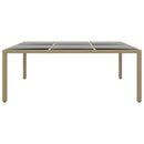 havebord 200x150x75 cm hærdet glas og polyrattan beige