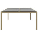 havebord 200x150x75 cm hærdet glas og polyrattan beige