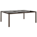 havebord med glasplade 200x150x75 cm rattan brun