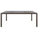 havebord med glasplade 200x150x75 cm rattan brun