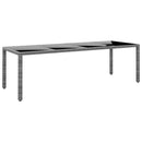 havebord 250x100x75 cm hærdet glas og polyrattan grå