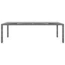 havebord 250x100x75 cm hærdet glas og polyrattan grå