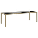 havebord med glasplade polyrattan beige