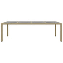 havebord med glasplade polyrattan beige