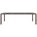 havebord med glasplade polyrattan brun