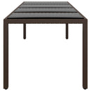 havebord med glasplade polyrattan brun