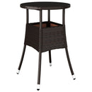 havebord Ø60x75 cm hærdet glas og polyrattan brun