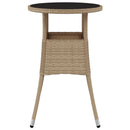 havebord Ø60x75 cm hærdet glas og polyrattan beige