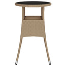 havebord Ø60x75 cm hærdet glas og polyrattan beige