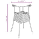 havebord Ø60x75 cm hærdet glas og polyrattan beige
