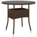 havebord Ø80x75 cm hærdet glas og polyrattan brun