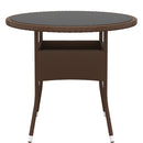 havebord Ø80x75 cm hærdet glas og polyrattan brun