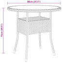 havebord Ø80x75 cm hærdet glas og polyrattan brun
