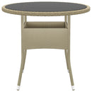 havebord Ø80x75 cm hærdet glas og polyrattan beige