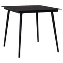 havebord 80x80x74 cm stål og glas sort