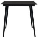havebord 80x80x74 cm stål og glas sort