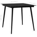 havebord 80x80x74 cm stål og glas sort