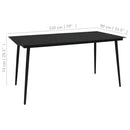 havebord 150x80x74 cm stål og glas sort
