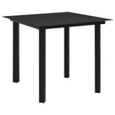 havebord 80x80x74 cm stål og glas sort
