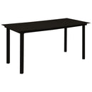 havebord 150x80x74 cm stål og glas sort