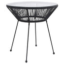 havebord Ø70x74 cm rattan og glas sort