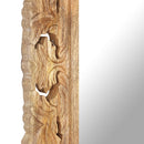 håndskåret spejl 110x50 cm massivt mangotræ brun