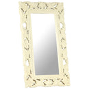 håndskåret spejl 80x50 cm massivt mangotræ hvid