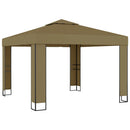 pavillon med dobbelttag 3x3x2,7 m 180 g/m² gråbrun