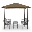 havepavillon med bord og bænke 2,5x1,5x2,4 m 180 g/m² gråbrun