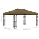 pavillon med dobbelttag 3x4 m 180 g/m² gråbrun