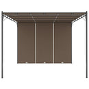 havepavillon med sidegardin 4x3x2,25 m gråbrun