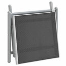 foldbar fodskammel textilene og aluminium sort og sølvfarvet