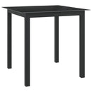 havebord 80x80x74 cm glas og aluminium sort