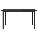 havebord 150x90x74 cm aluminium og glas sort