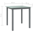 havebord 80x80x74 cm aluminium og glas lysegrå