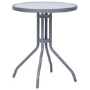 havebord 60 cm stål og glas lysegrå