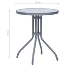 havebord 60 cm stål og glas lysegrå